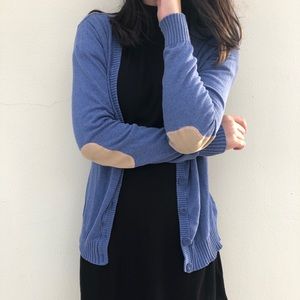 H&M Blue elbow patch Cardigan sweater